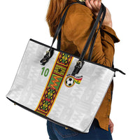 Custom Ghana National Football Leather Tote Bag Traditional African Motifs Sporty Style - Wonder Print Shop