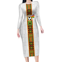 Custom Ghana National Football Long Sleeve Bodycon Dress Traditional African Motifs Sporty Style - Wonder Print Shop