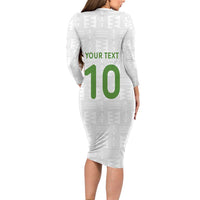 Custom Ghana National Football Long Sleeve Bodycon Dress Traditional African Motifs Sporty Style - Wonder Print Shop