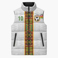 Custom Ghana National Football Sleeveless Puffer Jacket Traditional African Motifs Sporty Style - Wonder Print Shop