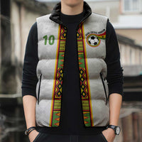 Custom Ghana National Football Sleeveless Puffer Jacket Traditional African Motifs Sporty Style - Wonder Print Shop