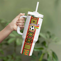 Custom Ghana National Football Tumbler With Handle Traditional African Motifs Sporty Style - Wonder Print Shop