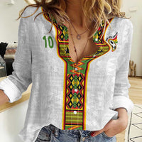 Custom Ghana National Football Women Casual Shirt Traditional African Motifs Sporty Style - Wonder Print Shop