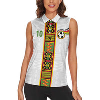 Custom Ghana National Football Women Sleeveless Polo Shirt Traditional African Motifs Sporty Style - Wonder Print Shop