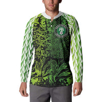 Custom Nigeria National Football Button Sweatshirt Super Eagles-Feather Shoulders Sleeves Armor - Wonder Print Shop