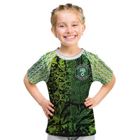 Custom Nigeria National Football Kid T Shirt Super Eagles-Feather Shoulders Sleeves Armor - Wonder Print Shop