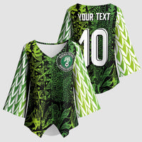 Custom Nigeria National Football Kimono Sleeve Blouse Super Eagles-Feather Shoulders Sleeves Armor - Wonder Print Shop