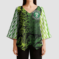Custom Nigeria National Football Kimono Sleeve Blouse Super Eagles-Feather Shoulders Sleeves Armor - Wonder Print Shop
