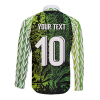 Custom Nigeria National Football Long Sleeve Button Shirt Super Eagles-Feather Shoulders Sleeves Armor - Wonder Print Shop