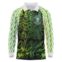 Custom Nigeria National Football Long Sleeve Polo Shirt Super Eagles-Feather Shoulders Sleeves Armor - Wonder Print Shop