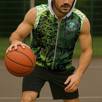 Custom Nigeria National Football Sleeveless Zip Hoodie Super Eagles-Feather Shoulders Sleeves Armor - Wonder Print Shop