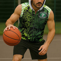 Custom Nigeria National Football Sleeveless Zip Hoodie Super Eagles-Feather Shoulders Sleeves Armor - Wonder Print Shop
