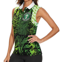 Custom Nigeria National Football Women Sleeveless Polo Shirt Super Eagles-Feather Shoulders Sleeves Armor - Wonder Print Shop