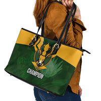 South Africa Rugby Leather Tote Bag Springbok Mascot History Champion World Rugby 2023 - Wonder Print Shop