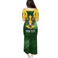 Personalised South Africa Rugby Family Matching Puletasi Dress and Hawaiian Shirt Springbok Mascot History Champion World Rugby 2023 - Wonder Print Shop