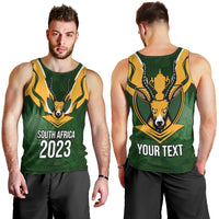 Personalised South Africa Rugby Men Tank Top Springbok Mascot History Champion World Rugby 2023 - Wonder Print Shop