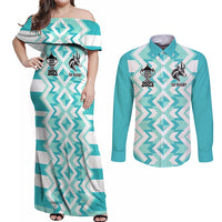 South Africa Rugby Couples Matching Off Shoulder Maxi Dress and Long Sleeve Button Shirt Commemorative World Cup Winners 2023 - Wonder Print Shop