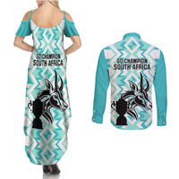 South Africa Rugby Couples Matching Summer Maxi Dress and Long Sleeve Button Shirt Commemorative World Cup Winners 2023 - Wonder Print Shop