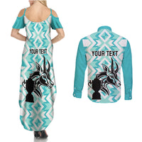 Personalised South Africa Rugby Couples Matching Summer Maxi Dress and Long Sleeve Button Shirt Commemorative World Cup Winners 2023 - Wonder Print Shop