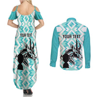 Personalised South Africa Rugby Couples Matching Summer Maxi Dress and Long Sleeve Button Shirt Commemorative World Cup Winners 2023 - Wonder Print Shop