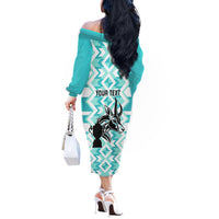 Personalised South Africa Rugby Off The Shoulder Long Sleeve Dress Commemorative World Cup Winners 2023 - Wonder Print Shop