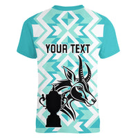 Personalised South Africa Rugby Women V Neck T Shirt Commemorative World Cup Winners 2023 - Wonder Print Shop