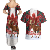 Canadian Christmas - Moose and Maple Retro Style Couples Matching Summer Maxi Dress and Hawaiian Shirt - Wonder Print Shop