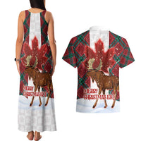 Canadian Christmas - Moose and Maple Retro Style Couples Matching Tank Maxi Dress and Hawaiian Shirt - Wonder Print Shop