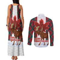 Canadian Christmas - Moose and Maple Retro Style Couples Matching Tank Maxi Dress and Long Sleeve Button Shirt - Wonder Print Shop