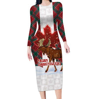 Canadian Christmas - Moose and Maple Retro Style Family Matching Long Sleeve Bodycon Dress and Hawaiian Shirt - Wonder Print Shop