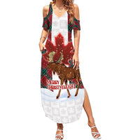 Canadian Christmas - Moose and Maple Retro Style Family Matching Summer Maxi Dress and Hawaiian Shirt - Wonder Print Shop