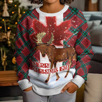 Canadian Christmas - Moose and Maple Retro Style Kid Ugly Christmas Sweater - Wonder Print Shop