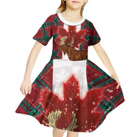 Canadian Christmas - Moose and Maple Retro Style Kid Short Sleeve Dress - Wonder Print Shop