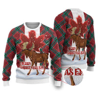 Canadian Christmas - Moose and Maple Retro Style Ugly Christmas Sweater - Wonder Print Shop