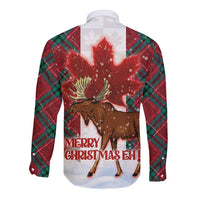 Canadian Christmas - Moose and Maple Retro Style Long Sleeve Button Shirt - Wonder Print Shop