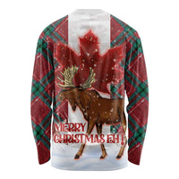 Canadian Christmas - Moose and Maple Retro Style Long Sleeve Shirt - Wonder Print Shop