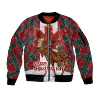 Canadian Christmas - Moose and Maple Retro Style Sleeve Zip Bomber Jacket - Wonder Print Shop