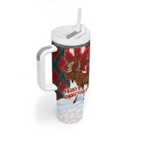 Canadian Christmas - Moose and Maple Retro Style Tumbler With Handle - Wonder Print Shop