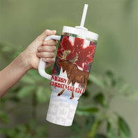 Canadian Christmas - Moose and Maple Retro Style Tumbler With Handle - Wonder Print Shop
