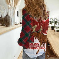 Canadian Christmas - Moose and Maple Retro Style Women Casual Shirt - Wonder Print Shop