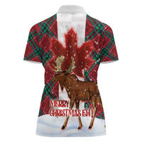 Canadian Christmas - Moose and Maple Retro Style Women Polo Shirt - Wonder Print Shop