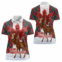 Canadian Christmas - Moose and Maple Retro Style Women Polo Shirt - Wonder Print Shop
