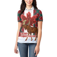 Canadian Christmas - Moose and Maple Retro Style Women Polo Shirt - Wonder Print Shop