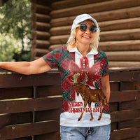 Canadian Christmas - Moose and Maple Retro Style Women Polo Shirt - Wonder Print Shop