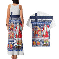 Yule Goat Joulupukki Finnish Christmas Couples Matching Tank Maxi Dress and Hawaiian Shirt Scandinavian Pattern - Wonder Print Shop