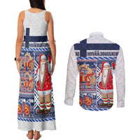 Yule Goat Joulupukki Finnish Christmas Couples Matching Tank Maxi Dress and Long Sleeve Button Shirt Scandinavian Pattern - Wonder Print Shop