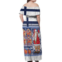 Yule Goat Joulupukki Finnish Christmas Off Shoulder Maxi Dress Scandinavian Pattern - Wonder Print Shop