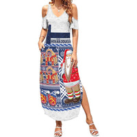 Yule Goat Joulupukki Finnish Christmas Summer Maxi Dress Scandinavian Pattern - Wonder Print Shop