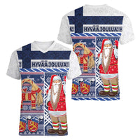 Yule Goat Joulupukki Finnish Christmas Women V-Neck T-Shirt Scandinavian Pattern - Wonder Print Shop