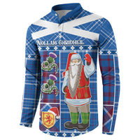 Santa Claus Thistle Scottish Christmas Button Sweatshirt Tartan Pattern - Wonder Print Shop